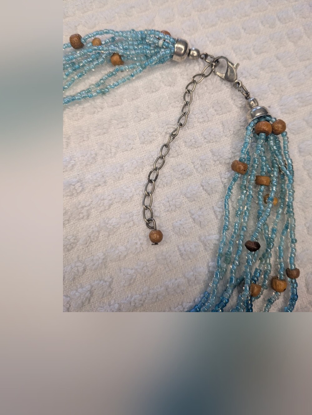 Multi Strand Sea Bead Necklace With Wood Accent Beads - Picture 3 of 9